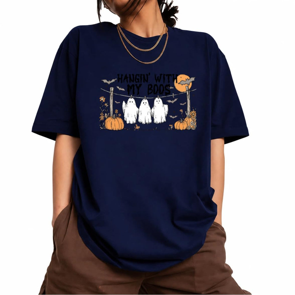 Women's Short Sleeve Crewneck Halloween Graphic Tee Fall Tops
