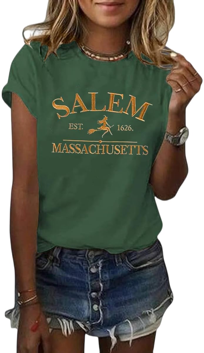 Women's Halloween Shirt Spooky Season Tee Thanksgiving Party T-Shirt