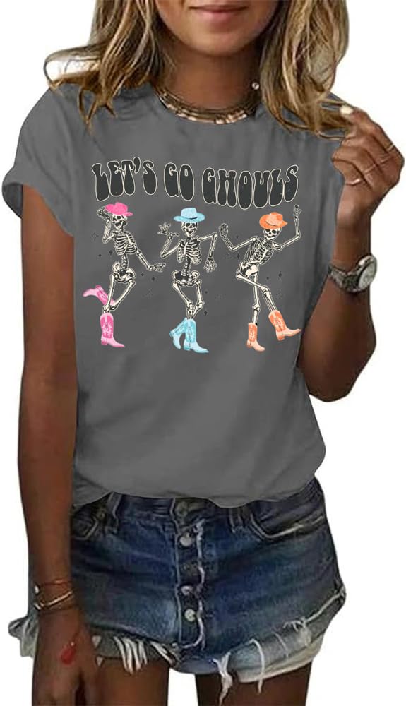 Women's Halloween Shirt Spooky Season Tee Thanksgiving Party T-Shirt
