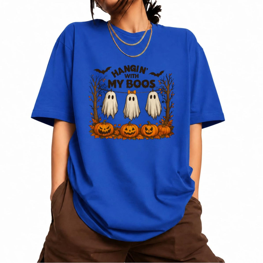 Women's Short Sleeve Crewneck Halloween Graphic Tee Fall Tops