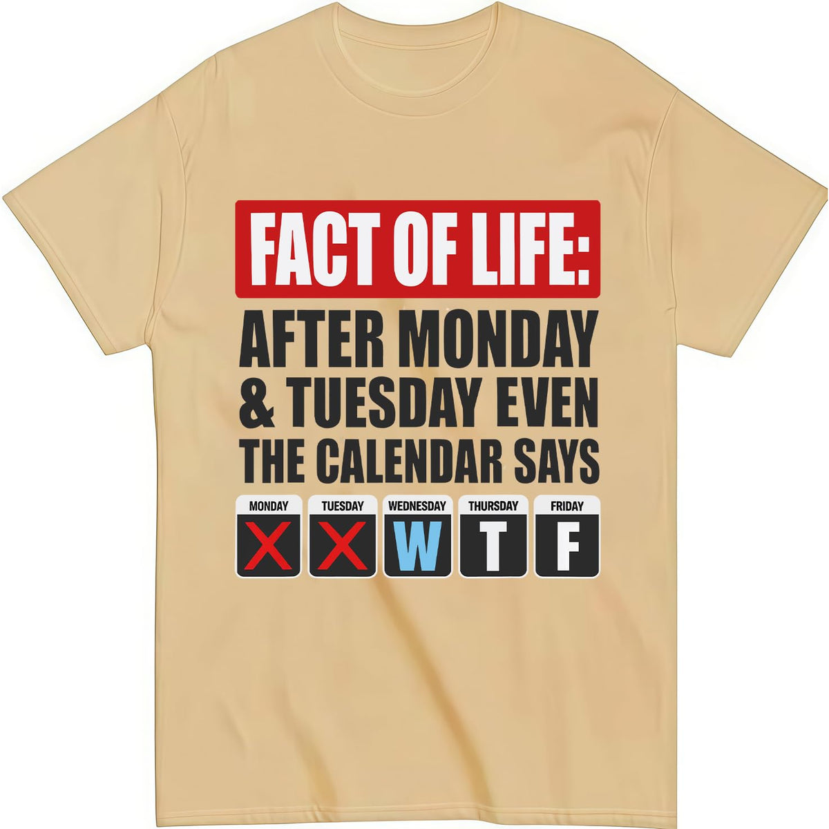 Fact of Life Shirt After Monday and Tuesday Even the Calendar Says WTF T-Shirt Funny Office Work Humor Tees