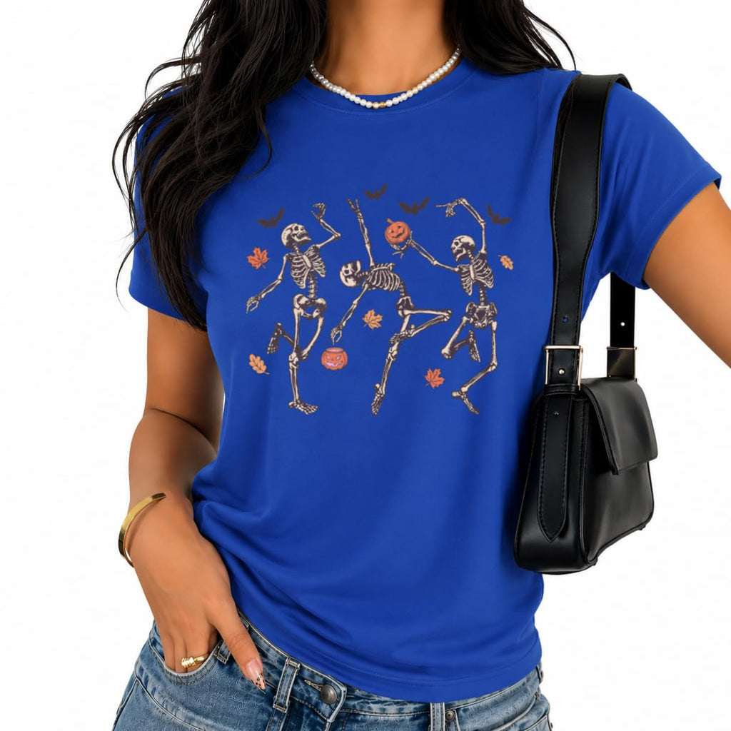 Women's Joy Halloween Skeleton Scene Graphic T-Shirt Top