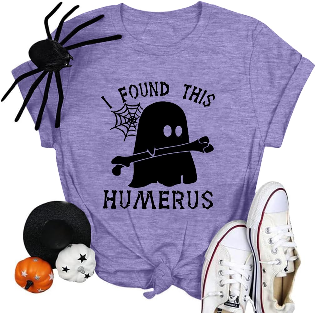 Halloween Shirts Women Ghost Shirt Spooky Season Tee Fall Tops