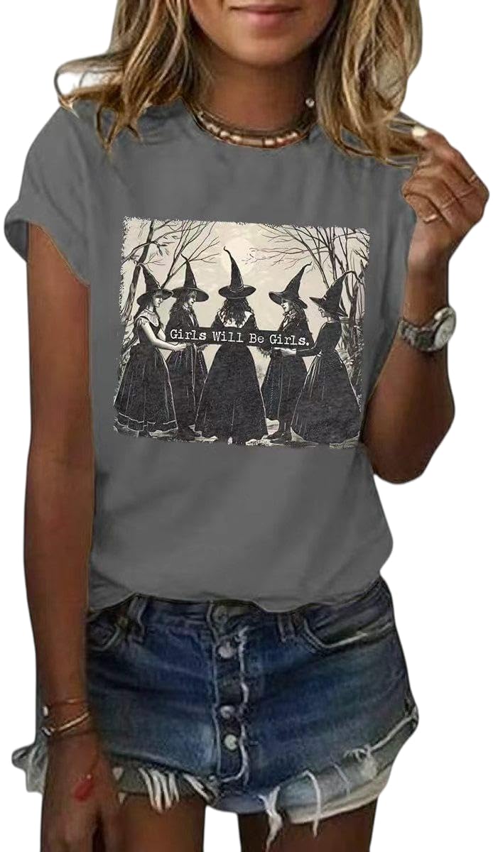 Women's Halloween Shirt Spooky Season Tee Thanksgiving Party T-Shirt