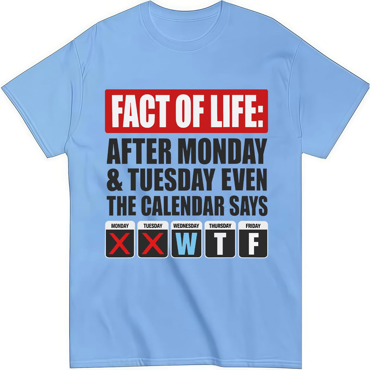 Fact of Life Shirt After Monday and Tuesday Even the Calendar Says WTF T-Shirt Funny Office Work Humor Tees