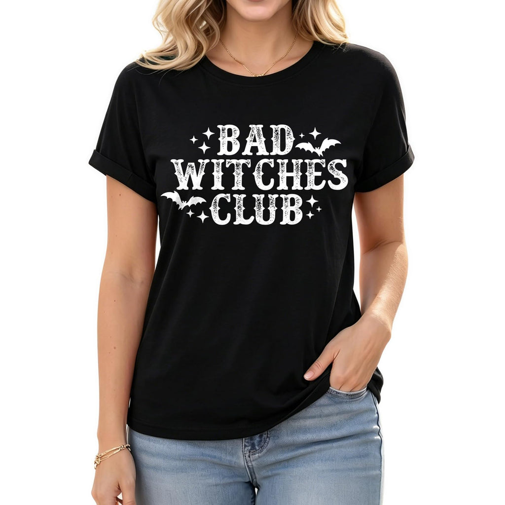 Women's Halloween Graphic T-Shirt Rolled Cuff Sleeve Tee