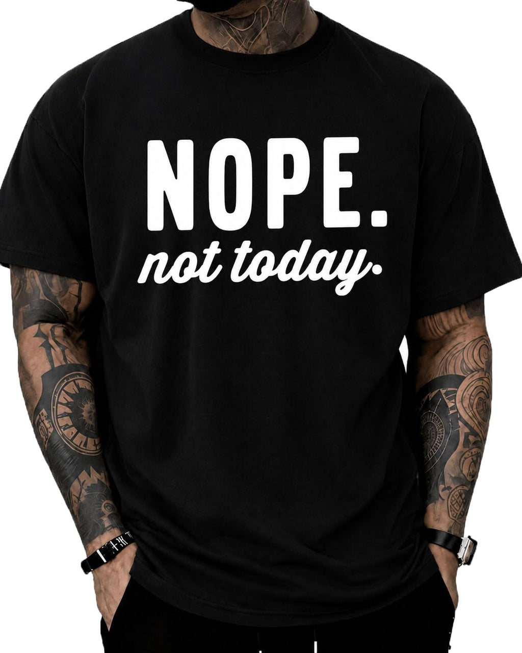 KUYIGO Mens Nope Not Today Graphic T Shirt Funny Quote Tee