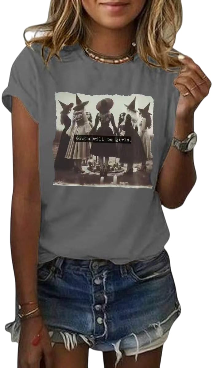 Women's Halloween Shirt Spooky Season Tee Thanksgiving Party T-Shirt