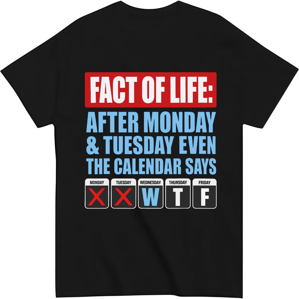 Fact of Life Shirt After Monday and Tuesday Even the Calendar Says WTF T-Shirt Funny Office Work Humor Tees