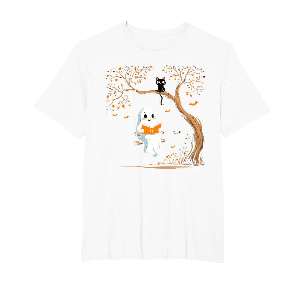 Vintage Ghost Swing Reading Book Swinging Halloween Costume T-Shirt