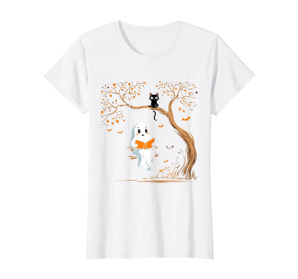 Vintage Ghost Swing Reading Book Swinging Halloween Costume T-Shirt