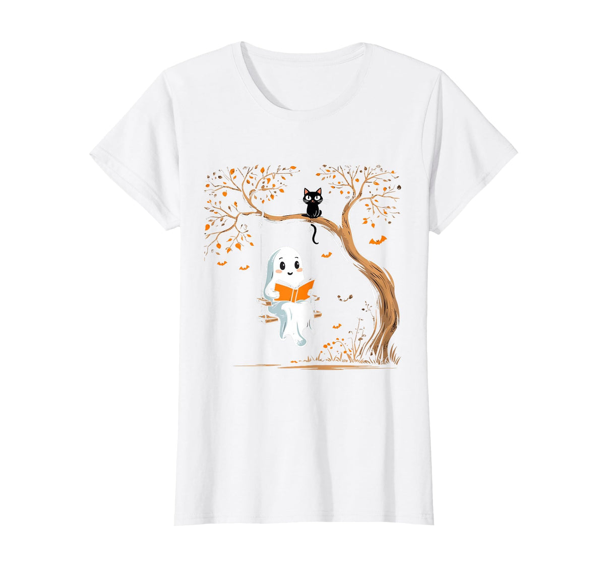 Vintage Ghost Swing Reading Book Swinging Halloween Costume T-Shirt