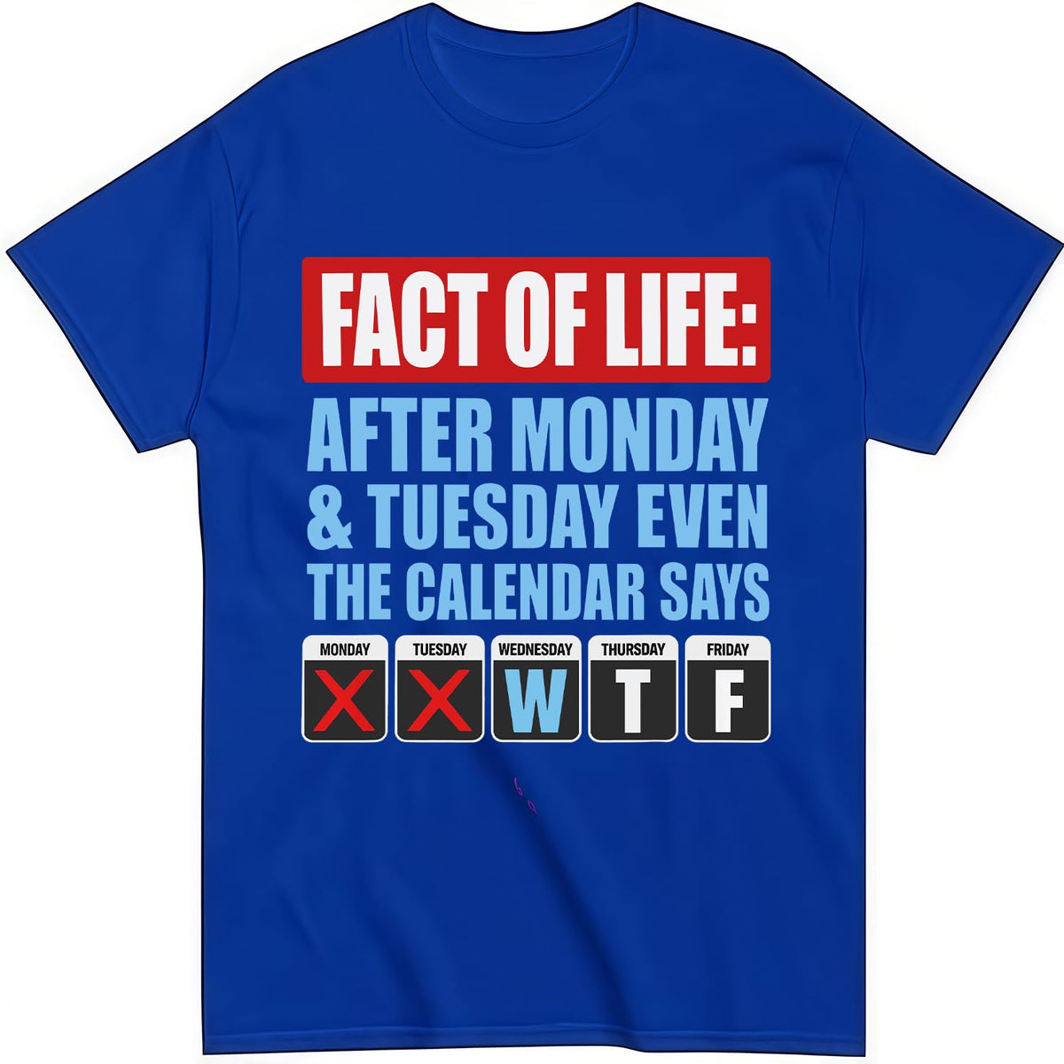Fact of Life Shirt After Monday and Tuesday Even the Calendar Says WTF T-Shirt Funny Office Work Humor Tees