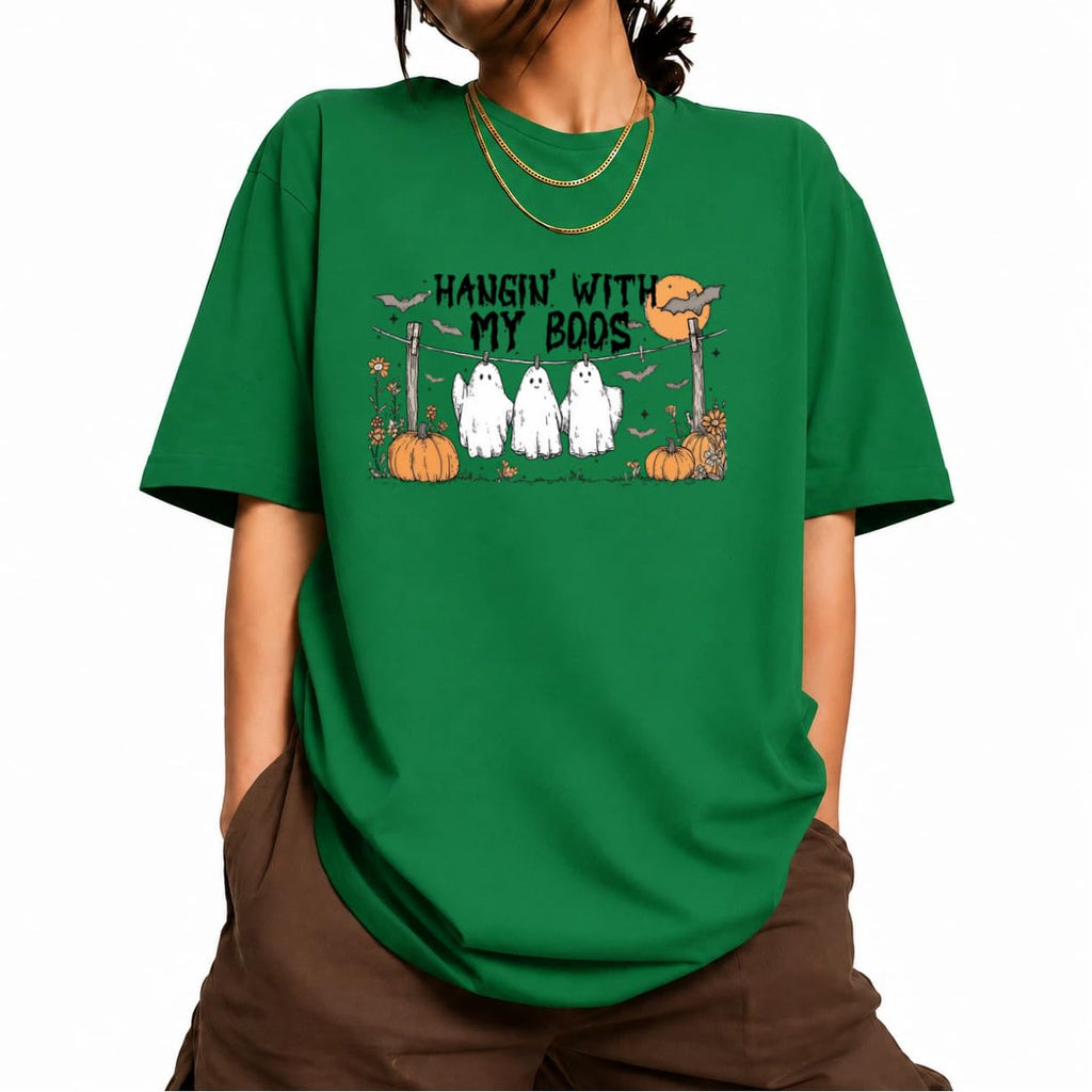 Women's Short Sleeve Crewneck Halloween Graphic Tee Fall Tops