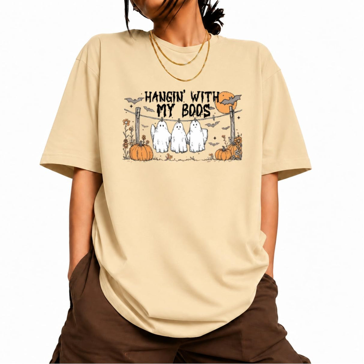 Women's Short Sleeve Crewneck Halloween Graphic Tee Fall Tops