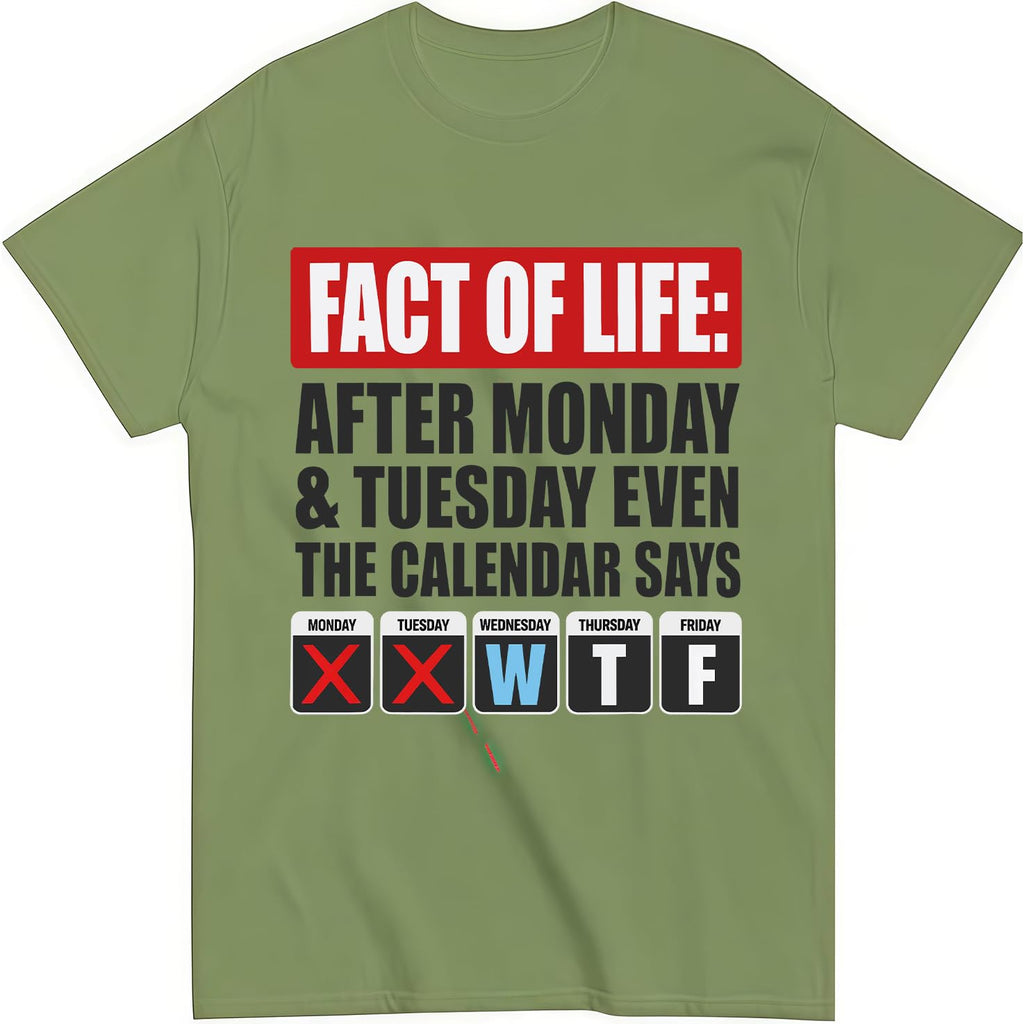 Fact of Life Shirt After Monday and Tuesday Even the Calendar Says WTF T-Shirt Funny Office Work Humor Tees
