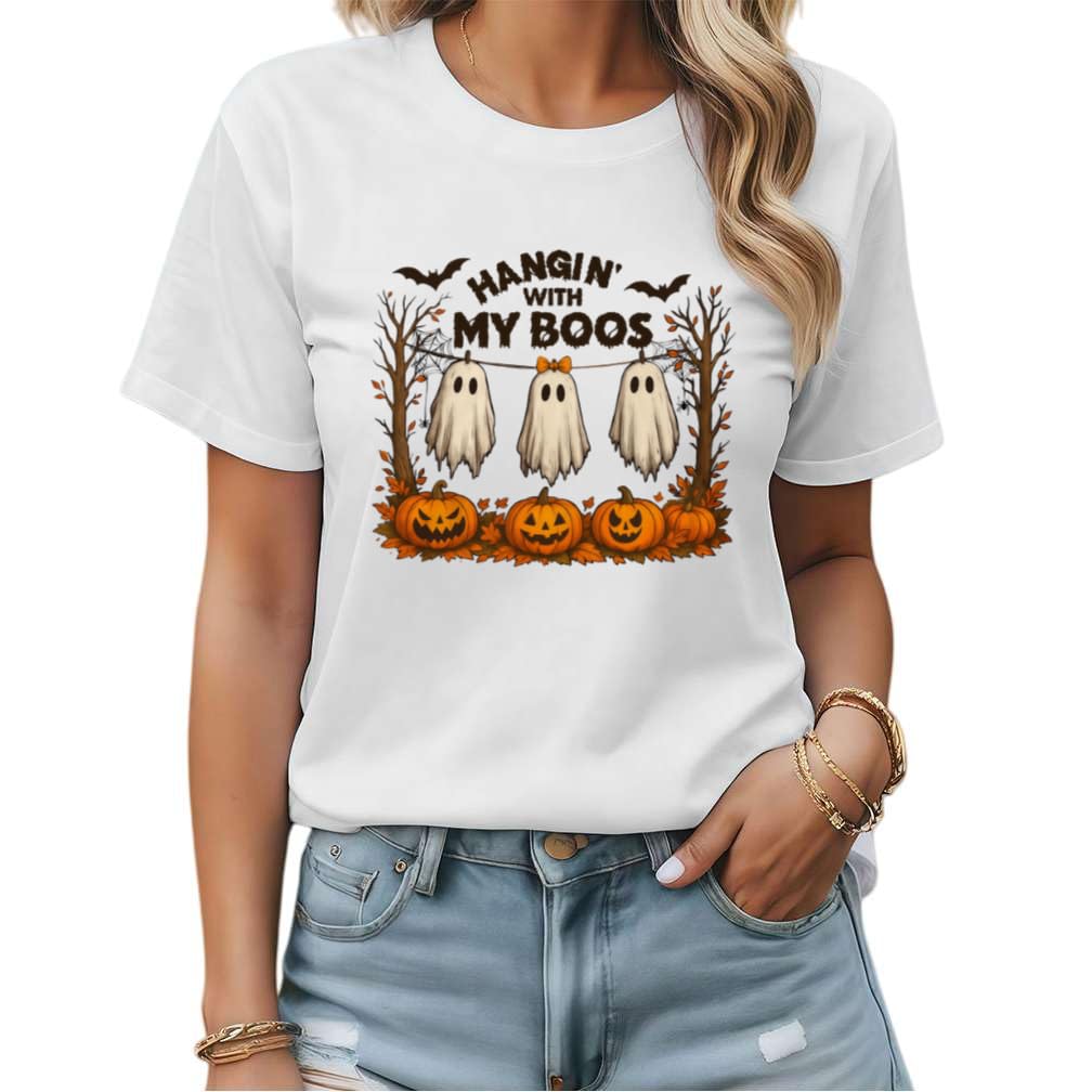 Women's Short Sleeve Crewneck Halloween Graphic Tee Fall Tops