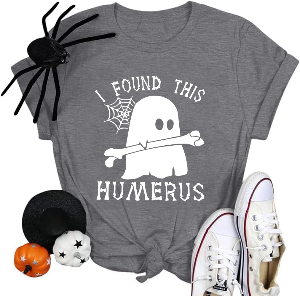 Halloween Shirts Women Ghost Shirt Spooky Season Tee Fall Tops