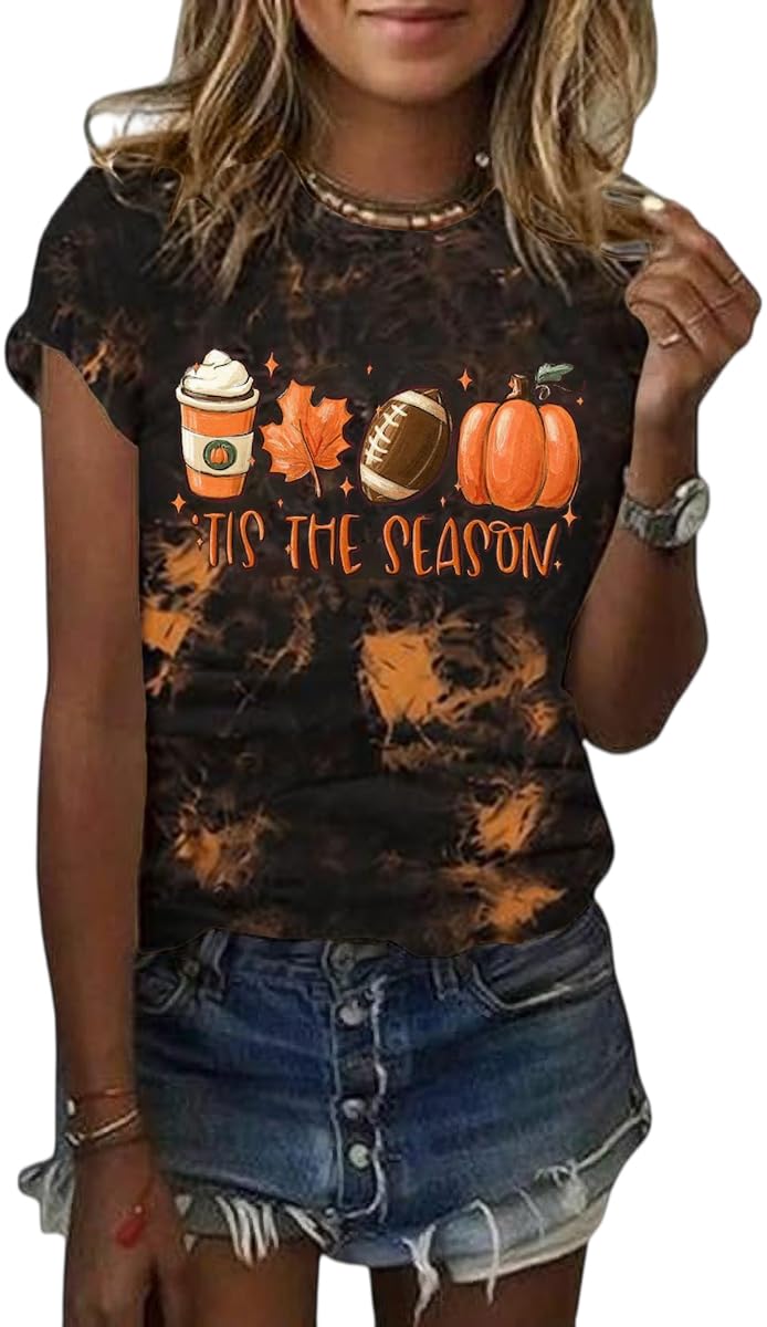 Women's Halloween Shirt Spooky Season Tee Thanksgiving Party T-Shirt