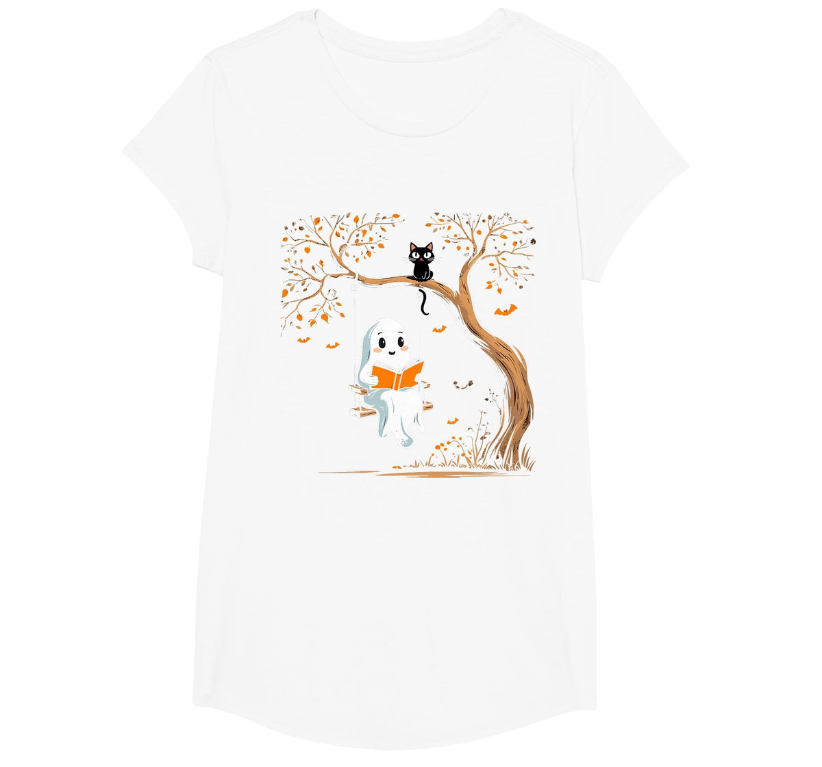 Vintage Ghost Swing Reading Book Swinging Halloween Costume T-Shirt