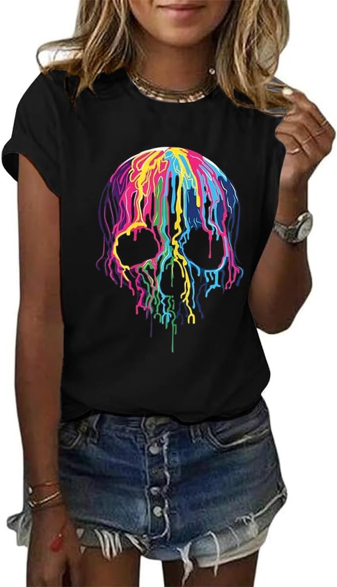 Women's Halloween Shirt Spooky Season Tee Thanksgiving Party T-Shirt