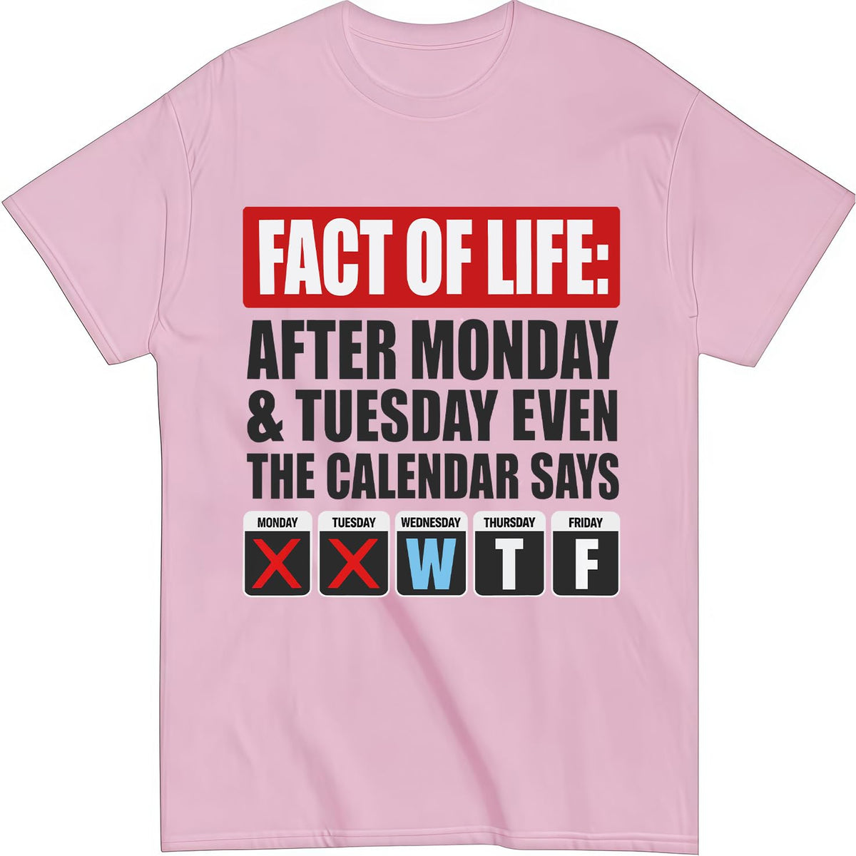 Fact of Life Shirt After Monday and Tuesday Even the Calendar Says WTF T-Shirt Funny Office Work Humor Tees