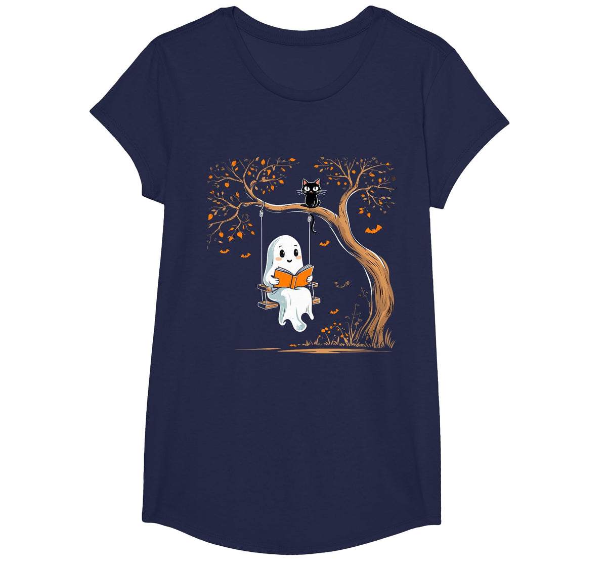Vintage Ghost Swing Reading Book Swinging Halloween Costume T-Shirt