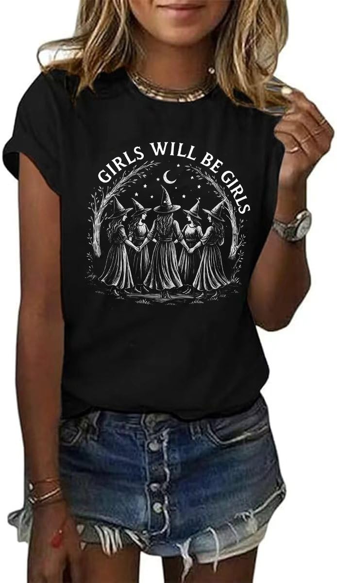 Women's Halloween Shirt Spooky Season Tee Thanksgiving Party T-Shirt