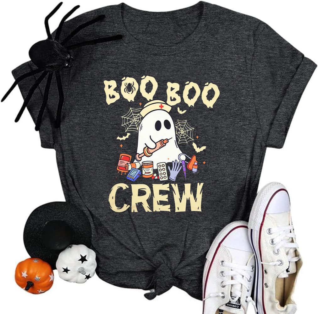 Halloween Shirts Women Ghost Shirt Spooky Season Tee Fall Tops