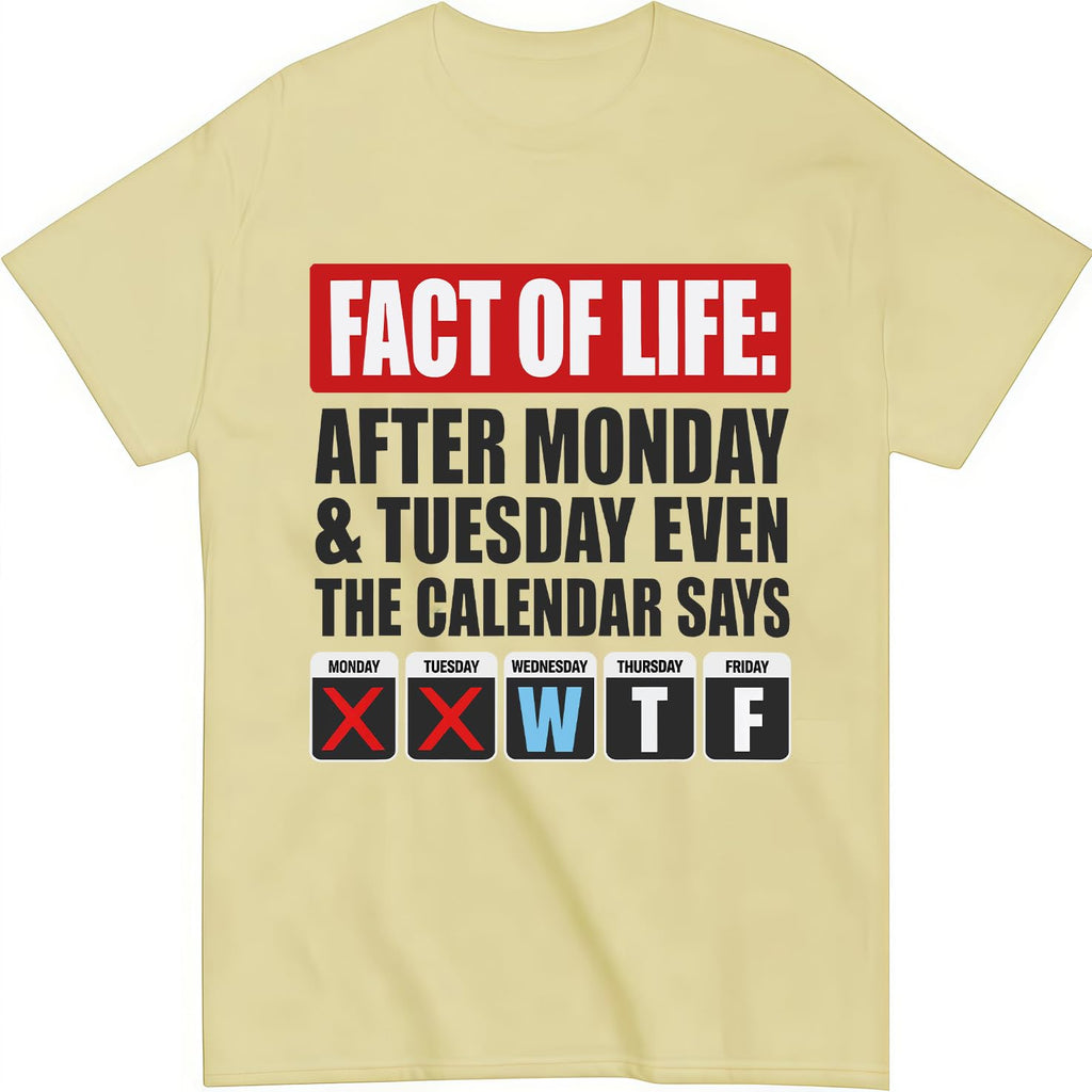 Fact of Life Shirt After Monday and Tuesday Even the Calendar Says WTF T-Shirt Funny Office Work Humor Tees