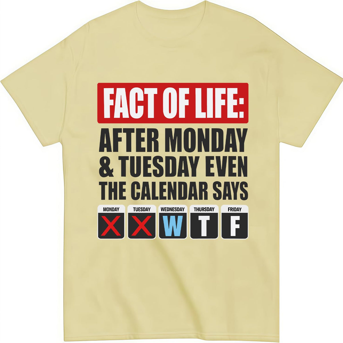 Fact of Life Shirt After Monday and Tuesday Even the Calendar Says WTF T-Shirt Funny Office Work Humor Tees