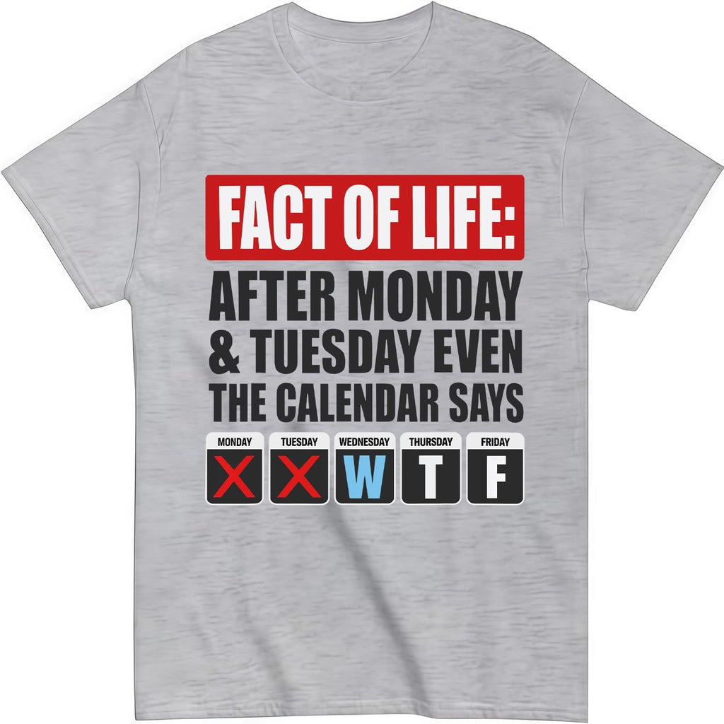 Fact of Life Shirt After Monday and Tuesday Even the Calendar Says WTF T-Shirt Funny Office Work Humor Tees