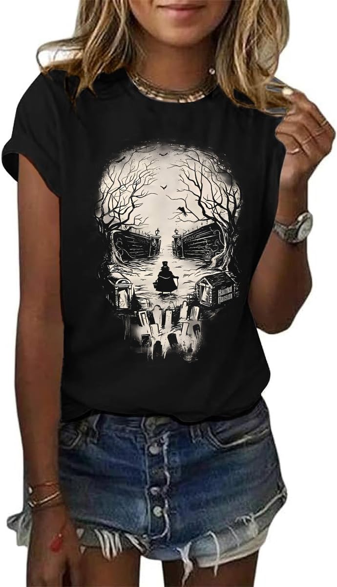 Women's Halloween Shirt Spooky Season Tee Thanksgiving Party T-Shirt