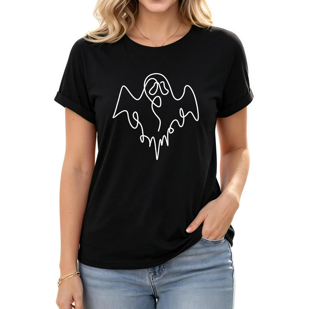 Women's Halloween Graphic T-Shirt Rolled Cuff Sleeve Tee