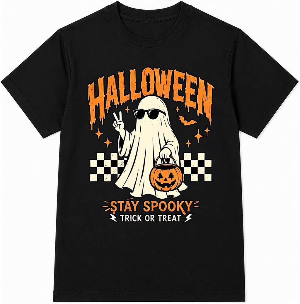 Men's Halloween Stay Spooky Trick or Treat Ghost Graphic T-Shirt