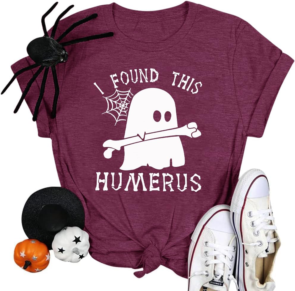 Halloween Shirts Women Ghost Shirt Spooky Season Tee Fall Tops