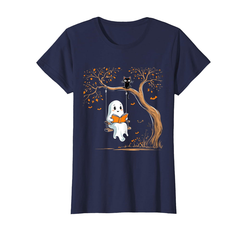 Vintage Ghost Swing Reading Book Swinging Halloween Costume T-Shirt