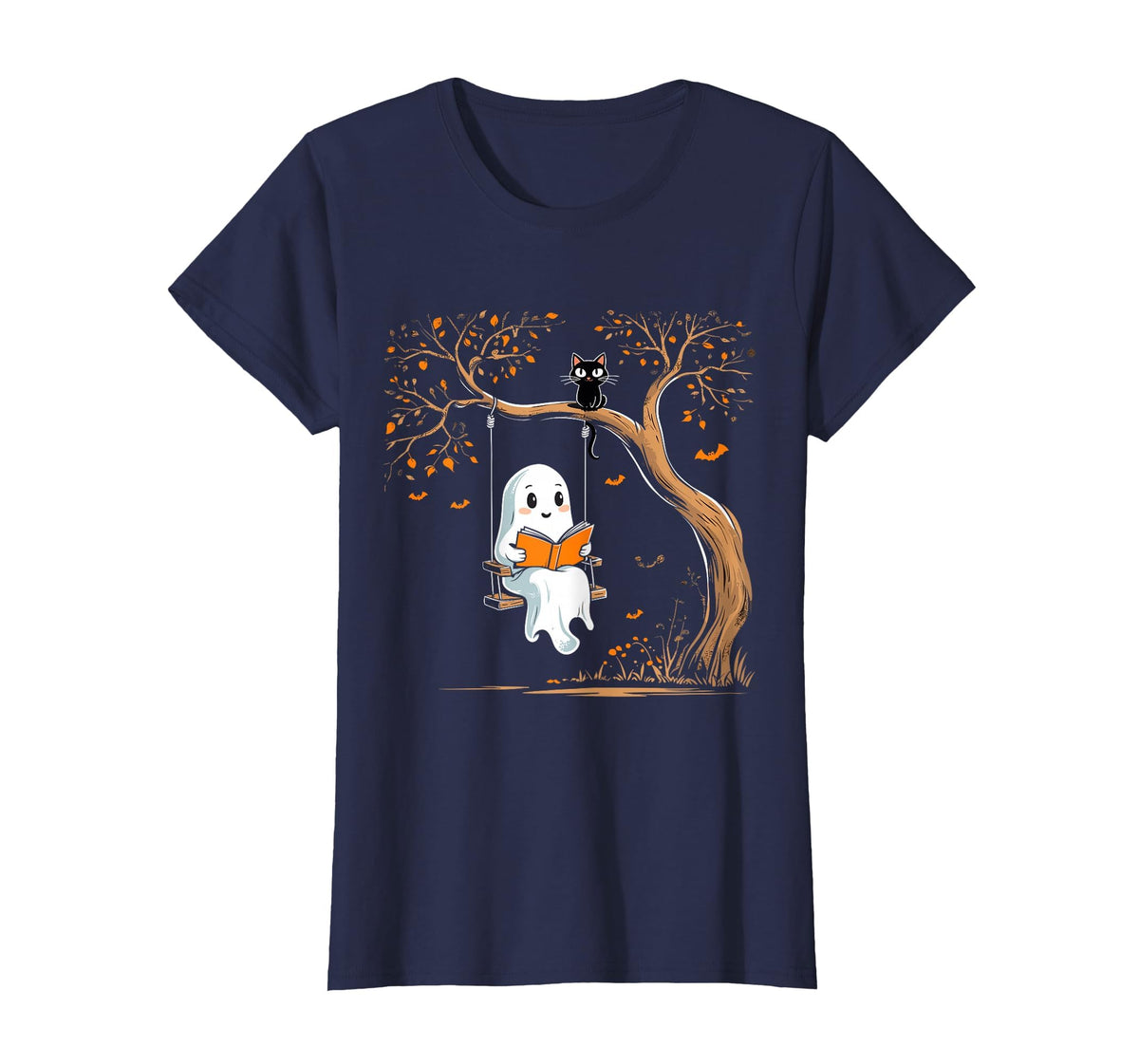 Vintage Ghost Swing Reading Book Swinging Halloween Costume T-Shirt