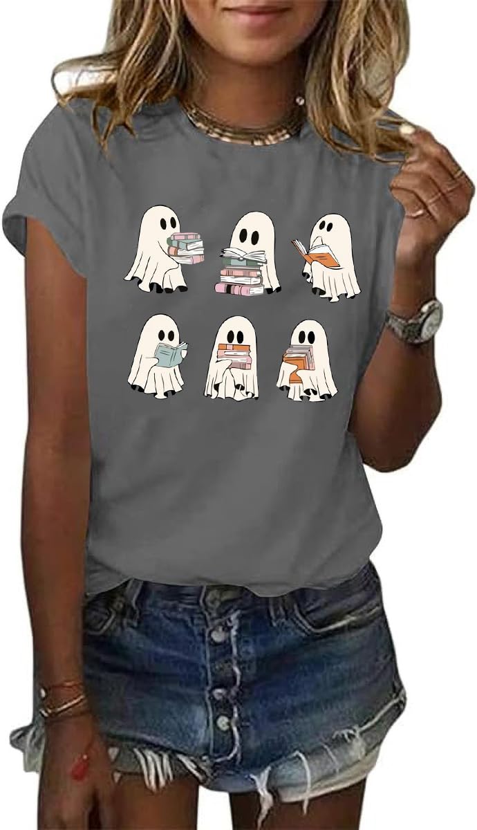Women's Halloween Shirt Spooky Season Tee Thanksgiving Party T-Shirt