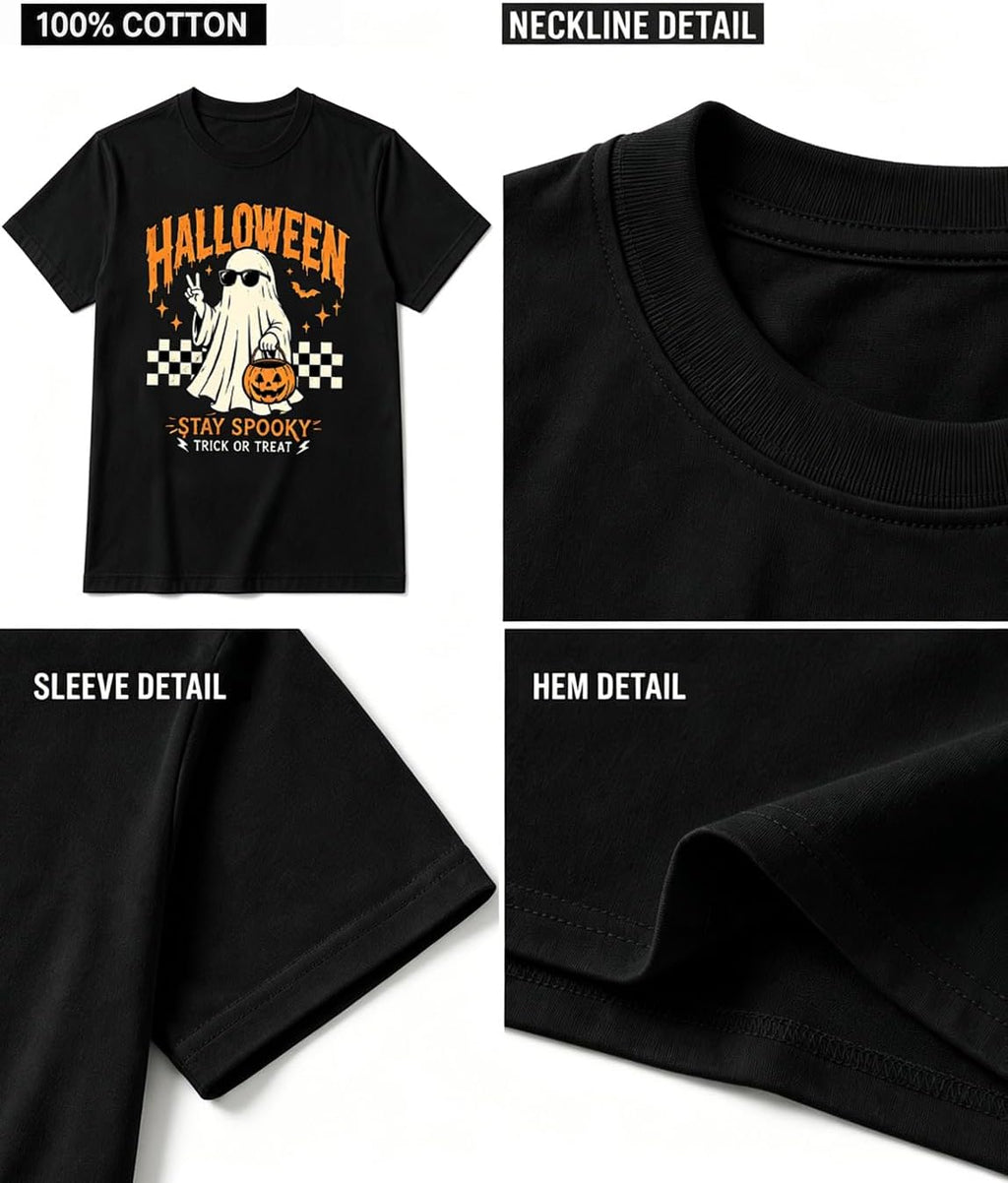 Men's Halloween Stay Spooky Trick or Treat Ghost Graphic T-Shirt