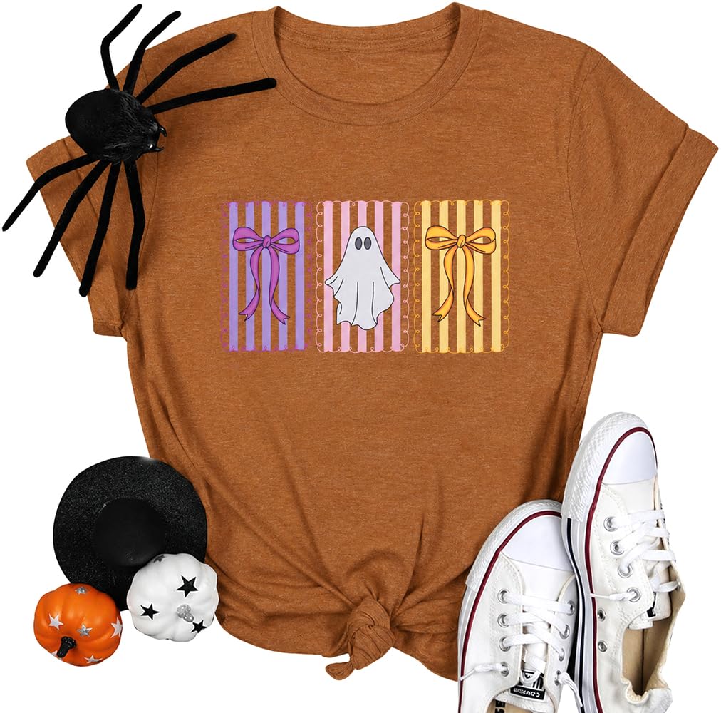 Halloween Spooky Shirt Women Spooky Season Shirts Ghost Fall Tee Top