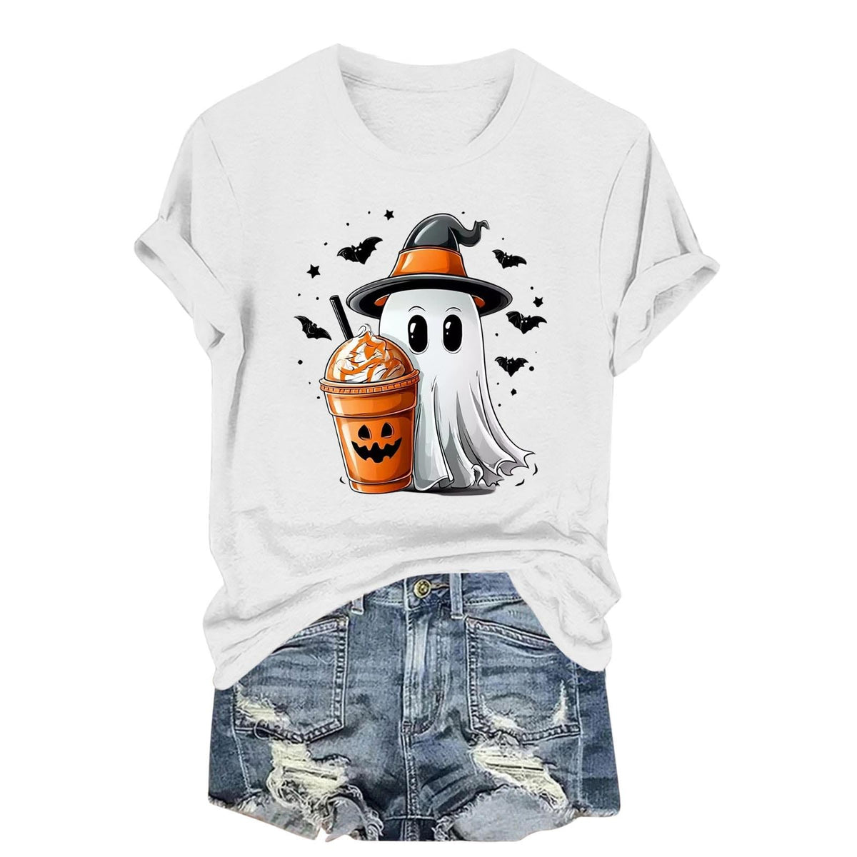 Womens Cotton T Shirts Halloween Cute Graphic Tees Fall Casual Tops