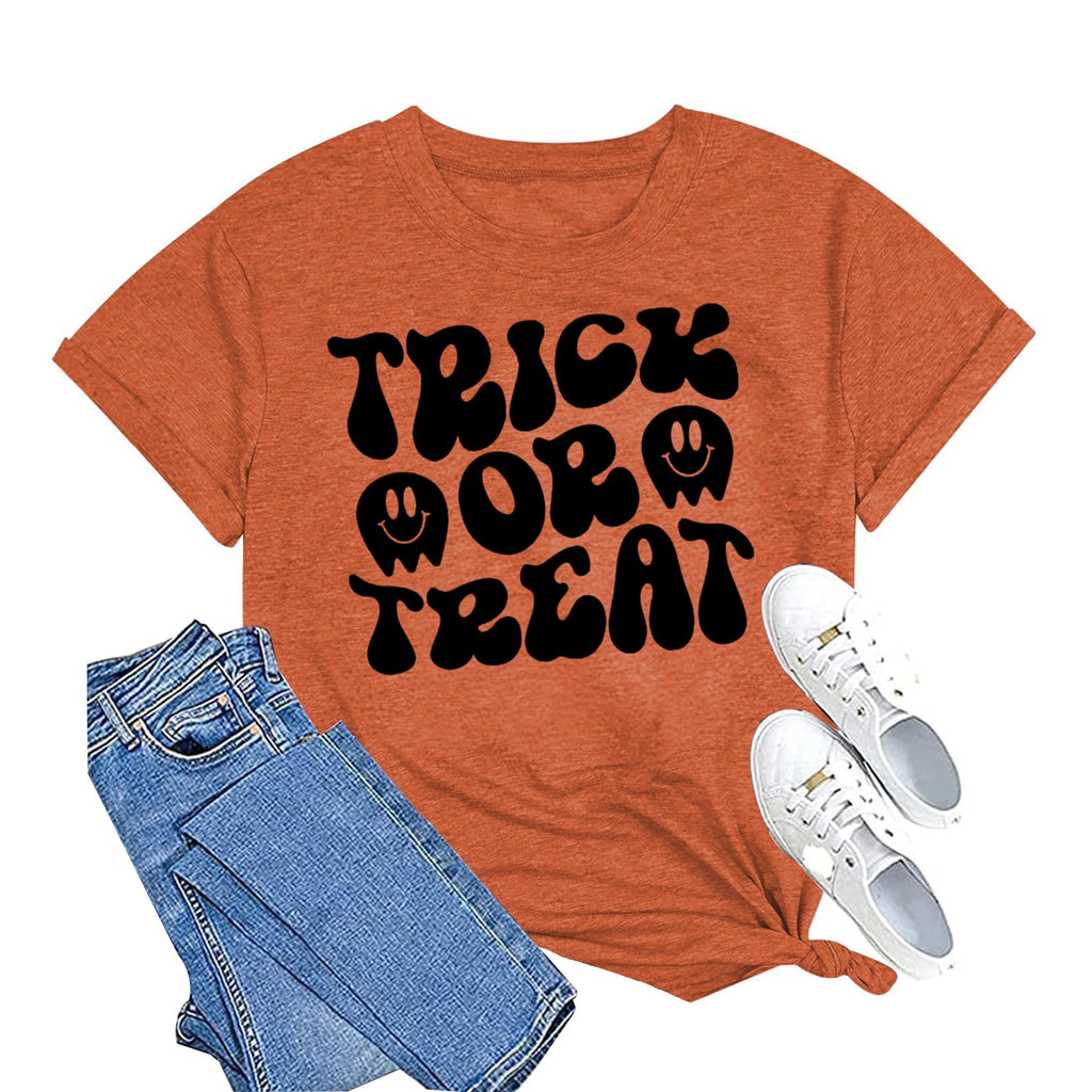 Halloween Skeleton Shirts Funny Halloween Pumpkin Graphic Tees Dance Skeleton Fall Tee Tops