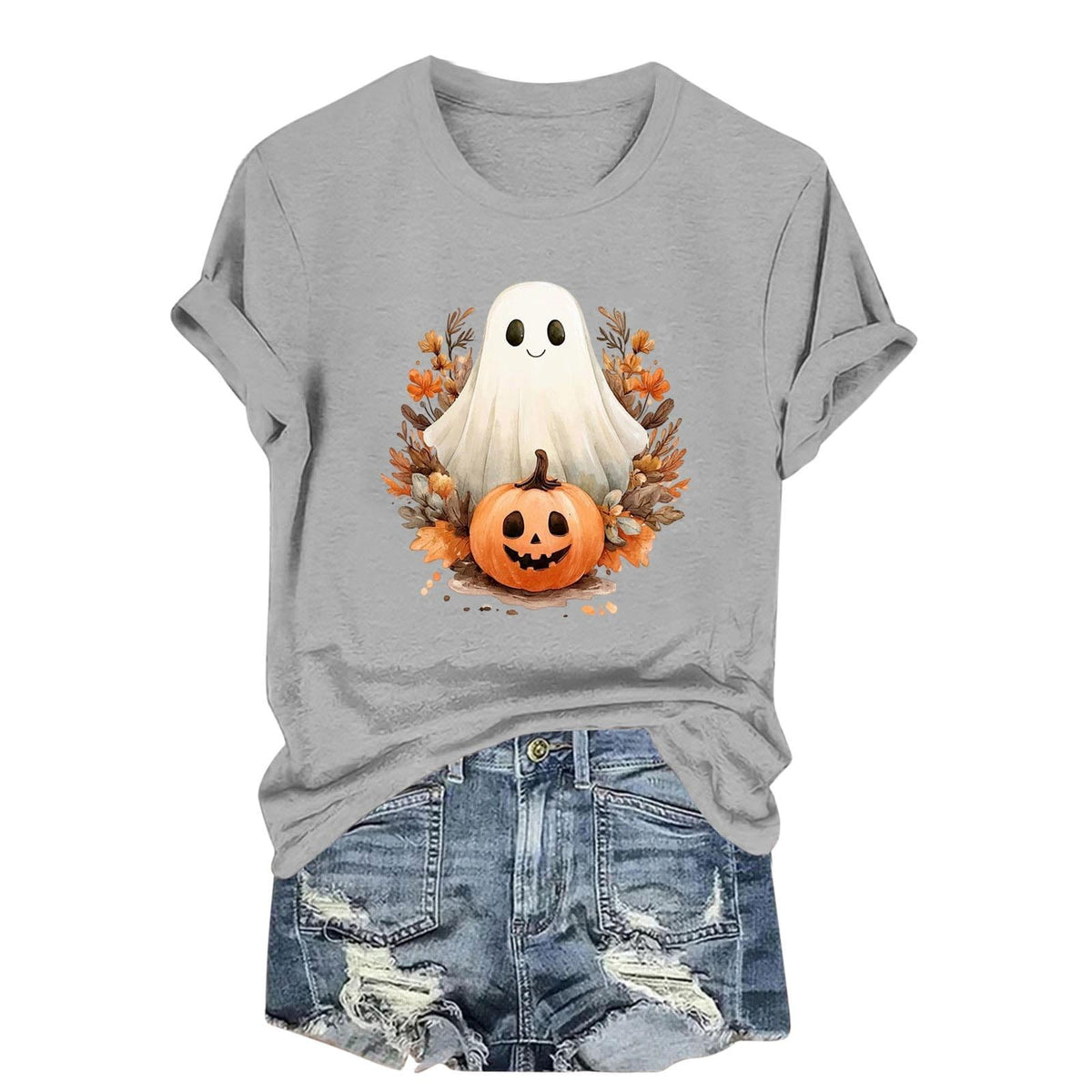 Womens Cotton T Shirts Halloween Cute Graphic Tees Fall Casual Tops