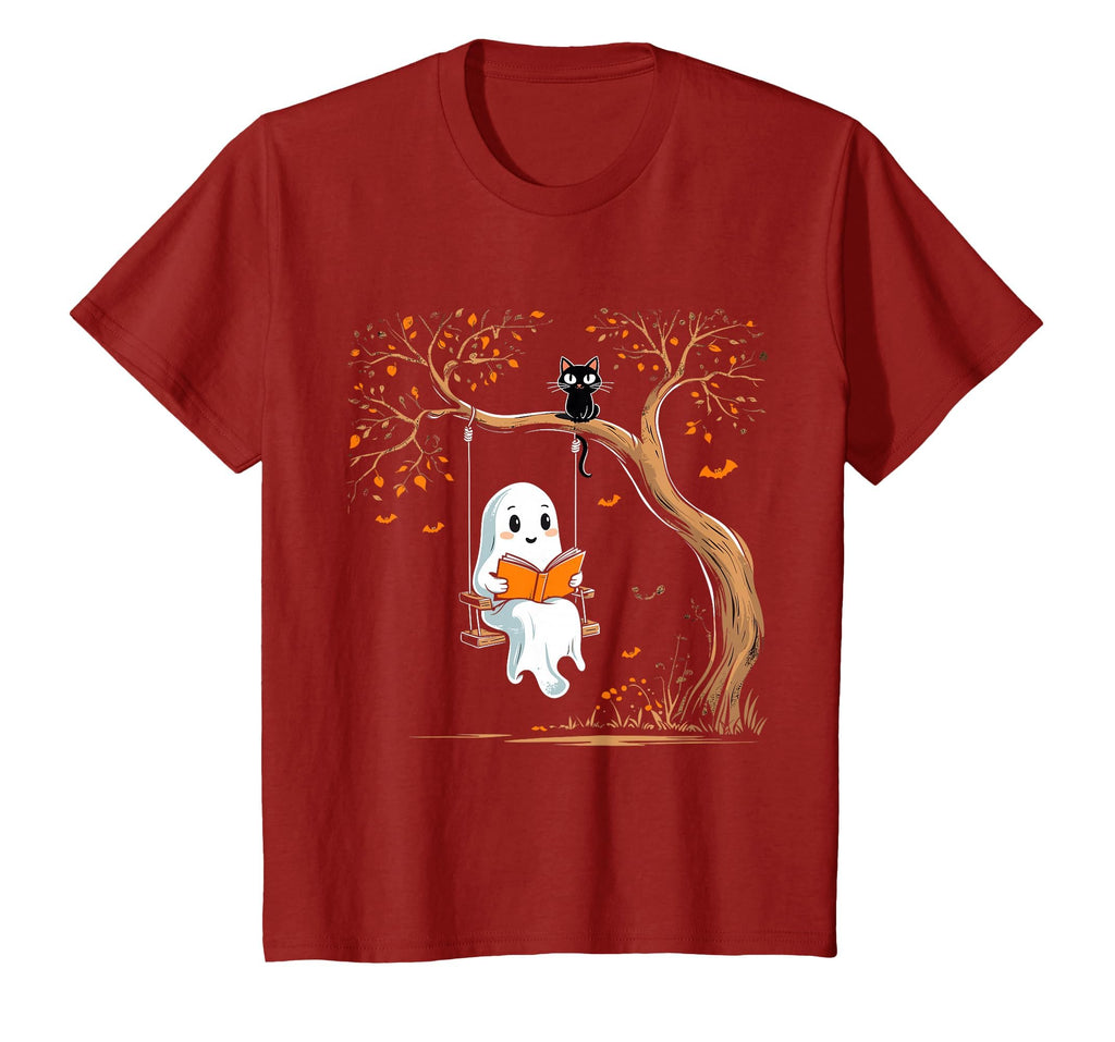 Vintage Ghost Swing Reading Book Swinging Halloween Costume T-Shirt