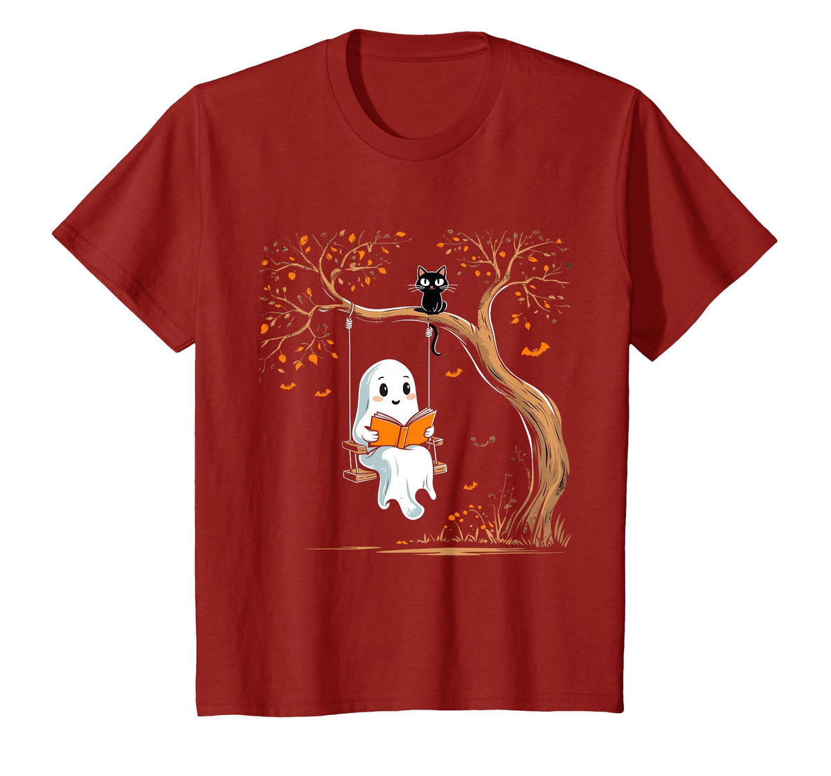 Vintage Ghost Swing Reading Book Swinging Halloween Costume T-Shirt