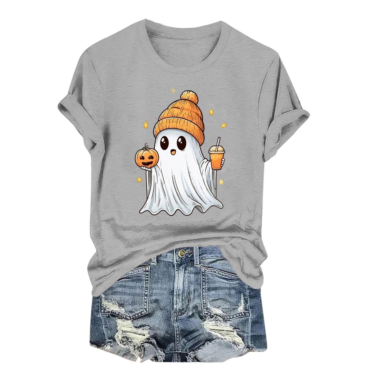 Womens Cotton T Shirts Halloween Cute Graphic Tees Fall Casual Tops