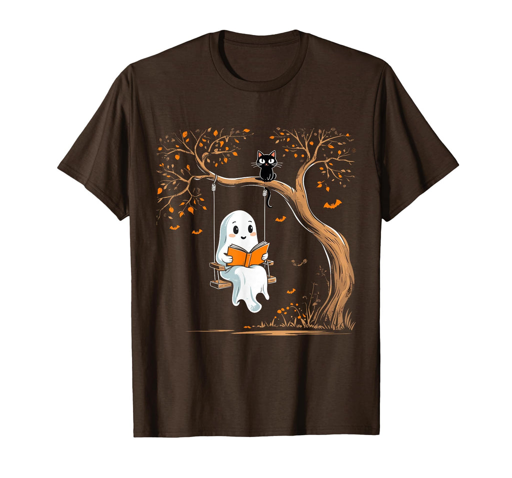 Vintage Ghost Swing Reading Book Swinging Halloween Costume T-Shirt