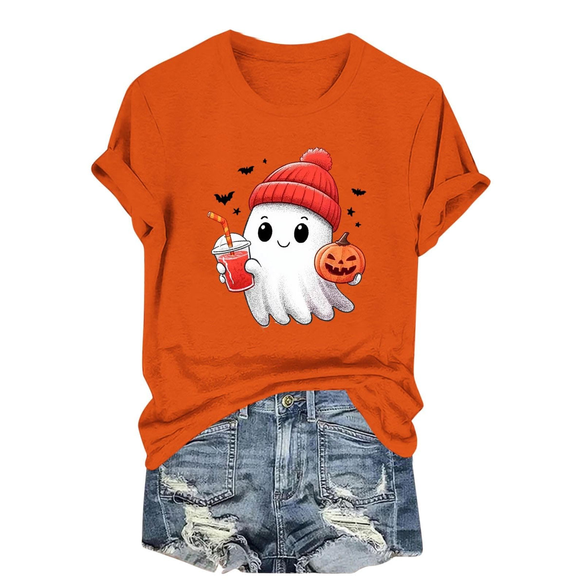 Womens Cotton T Shirts Halloween Cute Graphic Tees Fall Casual Tops