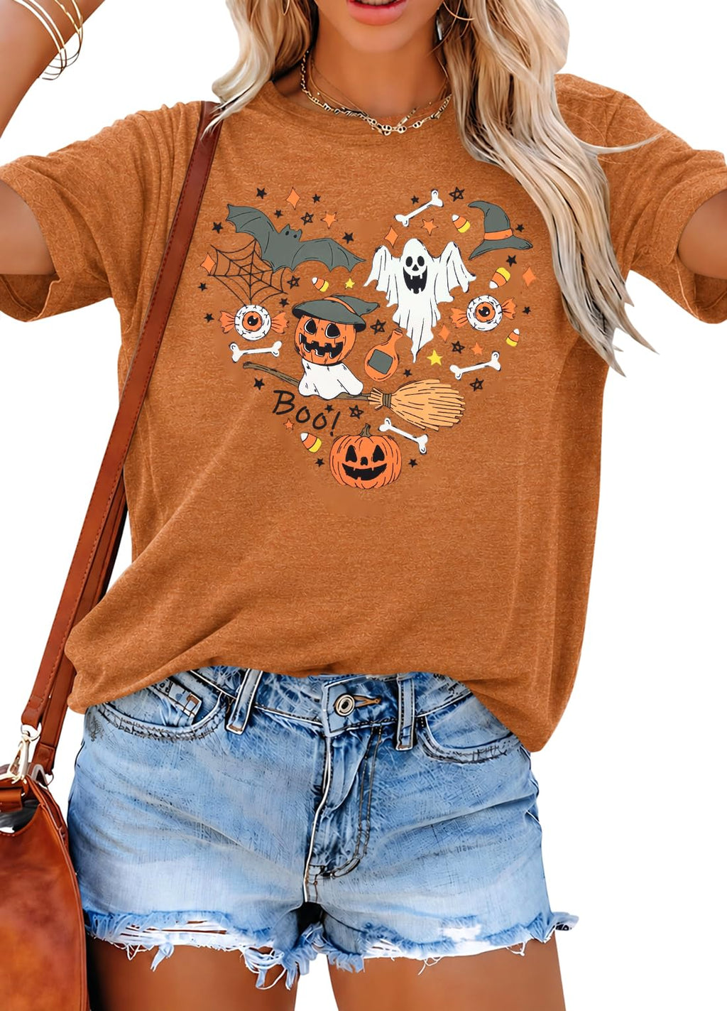 Halloween Shirts for Women Cute Ghost Shirt Fall Spooky Season Tshirt